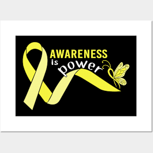 Awareness Is Power Butterfly Hydrocephalus Warrior Yellow Ribbon Support Survivor Posters and Art